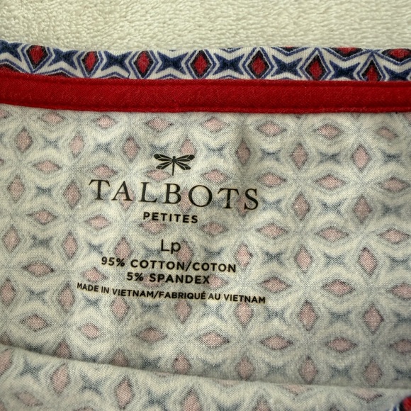 Talbots Red White & Blue 3/4 Blouse Knit Stretch Top Women's Large Petite E35 - Picture 2 of 6